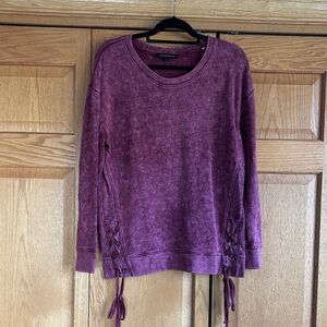 Women's Purple Sweatshirt with Lace-Up Detail